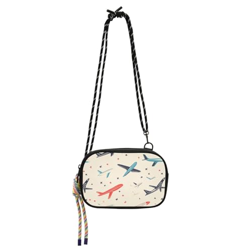 KLL Planes Retro-Seitengeldbörse für Damen, modisch, mit verstellbarem Riemen, Kuriertasche, Crossbody für eine Mahlzeit von KLL