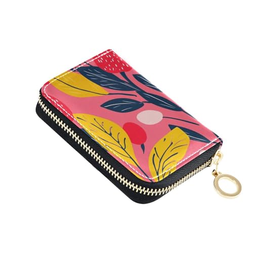 KLL Plant Strawberry Leder Kleine Kartenetui mit Cion Geldbörse RFID Blocking Herren Kartenetui mit Reißverschluss von KLL