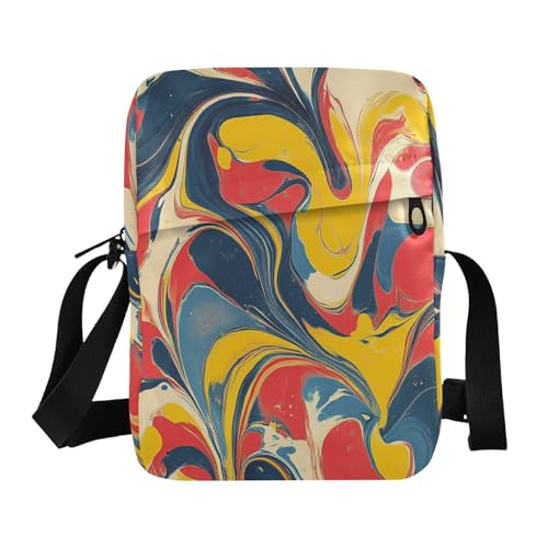 KLL Pop Art Retro Batik-Muster Herren Kuriertasche Crossbody Veganes Leder Kleine Umhängetasche für Damen Shopping Schultertasche Handtasche von KLL