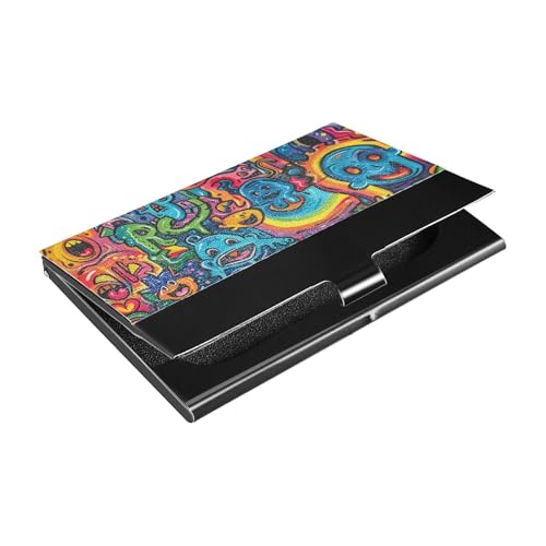 KLL Pride Doodles Slim Card Holder for Business Card with Leather and Stainless Steel Pocket Card Holder for Travel Home or Office Use portatarjetas para hombre von KLL