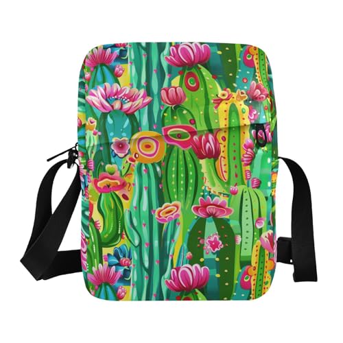 KLL Psychedelic Cactus Herren Messenger Bag Veganes Leder Schultertasche Reise Schulter Handtaschen von KLL