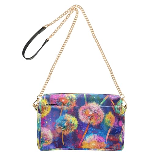 KLL Psychedelic Pusteblume Mode Kleine Umhängetasche Frauen Veganes Leder Croos Body Geldbörsen Reißverschluss Schultertasche von KLL