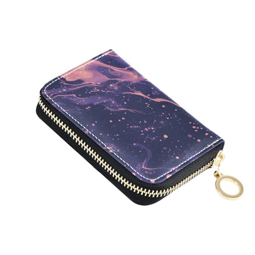 KLL Purple Acid Herren Kartenetui aus abstraktem Leder, mit 9 Kartenfächern, RFID-blockierend, mit Reißverschluss von KLL