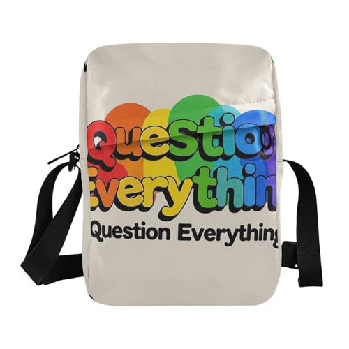 KLL Question Everything Messenger Bag für Herren, veganes Leder, Crossbody-Tasche für Damen, lässige Damen-Schulterhandtaschen von KLL