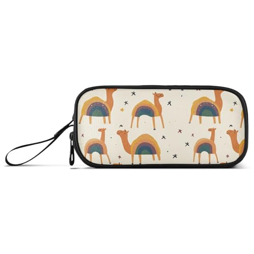 KLL Rainbows Camel Nylon-Federmäppchen für Jungen, großes Fassungsvermögen, Federmäppchen mit Reißverschluss, Schreibwaren-Tasche für Mittelschule und Männer von KLL