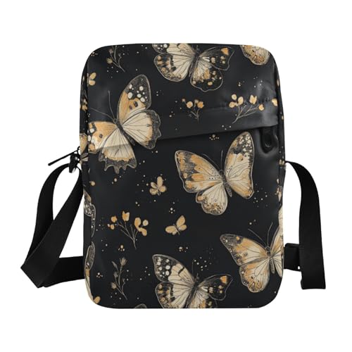 KLL Retro-Schmetterling-Umhängetasche, veganes Leder, für Herren, lässige Schultertasche, Handtasche für Reisen von KLL