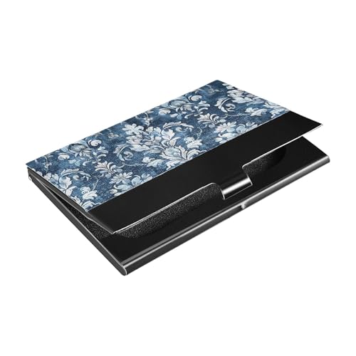 KLL Retro Vintage Denim Victorian Slim Card Holder for Business Card with Leather and Stainless Steel Card Holder Modern for Protects Your Cards tarjetero para hombres von KLL