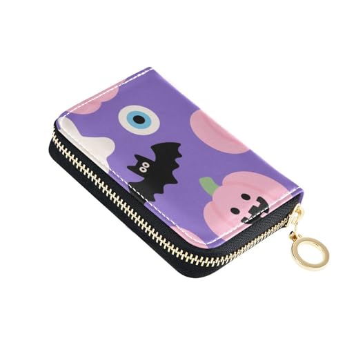KLL Rosa Halloween Kürbis Leder Kartenhalter Geldbörse für Herren mit 9 Kartenschlitzen, RFID-blockierend, Kreditkartenetui mit Reißverschluss KLL Rosa Halloween Kürbis Leder Kartenhalter Geldbörse für Herren mit 9 Kartenschlitzen, RFID-blockierend, Kreditkartenetui mit Reißverschluss von KLL