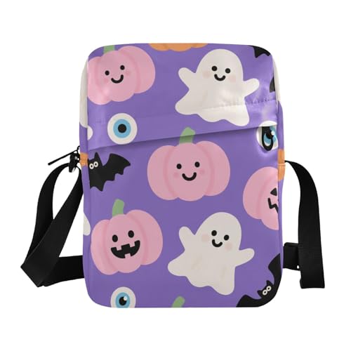 KLL Rosa Halloween Kürbis Messenger Bag Crossbody Veganes Leder Crossbody Tasche Herren Shopping Schultertasche Handtaschen von KLL
