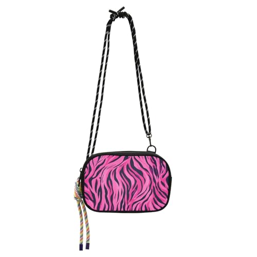 KLL Rosa Tierfellfellmuster Sling Geldbörse Crossbody Herren praktisch mit verstellbarem Riemen Damen Schulterhandtaschen Have a meal von KLL