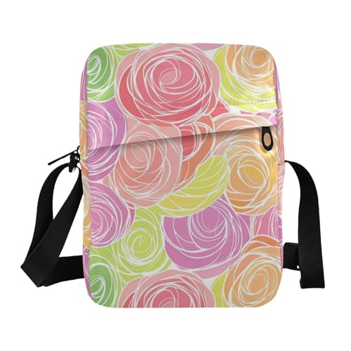 KLL Rosafarbene Kuriertasche für Damen, veganes Leder, Umhängetasche, Einkaufstasche, Damen-Schulterhandtasche von KLL