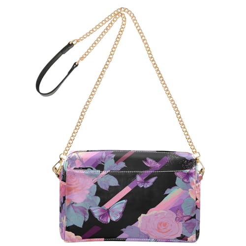 KLL Roses Butterfly Vapor Wave Style Pink Black Fashion Crossbody Taschen für Damen Veganes Leder Damen Geldbörse Crossbody Wasserdicht Schulterhandtaschen für Damen KLL Roses Butterfly Vapor Wave Style Pink Black Fashion Crossbody Taschen für Damen Veganes Leder Damen Geldbörse Crossbody Wasserdicht Schulterhandtaschen für Damen von KLL