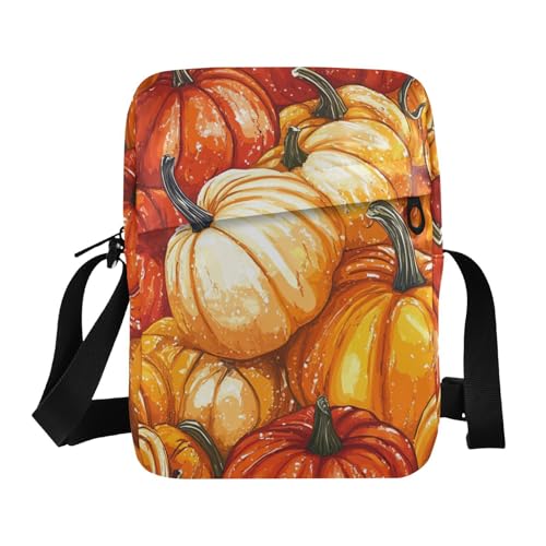 KLL Safari Orange Herbst Kürbis Messenger Bag Niedlich Vegan Leder Herren Schultertasche Reise Schultertasche Handtaschen von KLL