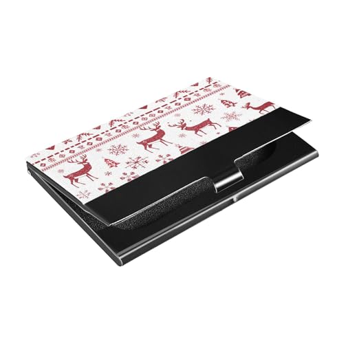 KLL Scandinavian Christmas Deer Snowflake Tree Slim Business Card Holder Organizer with Leather and Stainless Steel Office Card Holder for Business Meeting Use tarjetero para Hombre von KLL