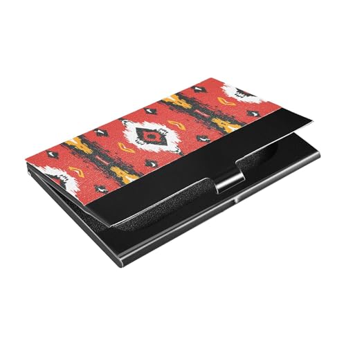 KLL Schlanker Visitenkartenhalter mit Leder- und Edelstahl-Kartenhalter für Reisen, Zuhause oder Büro, Rot von KLL