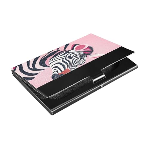 KLL Schlankes Visitenkartenetui mit Leder- und Edelstahletui mit Kartenhalter für Geschäftstreffen, Pink von KLL