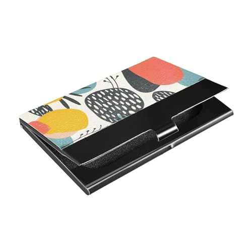 KLL Schlankes Visitenkartenetui mit Vektor-Muster, mit Leder- und Edelstahlfach, Kartenhalter zum Schutz Ihrer Karten von KLL