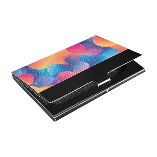 KLL Schlankes Visitenkartenetui mit abstraktem Farbverlauf, Kartenhalter aus Leder und Edelstahl, zum Schutz Ihrer Karten von KLL