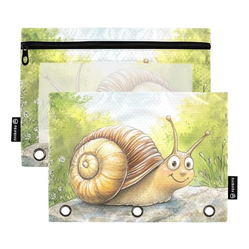 KLL Schnecke langsam bewegende Steinbindertaschen Weiches Federmäppchen für 3 Ringe Binder Tasche mit Wasserdicht für Kinder Schreibwaren Zubehör von KLL
