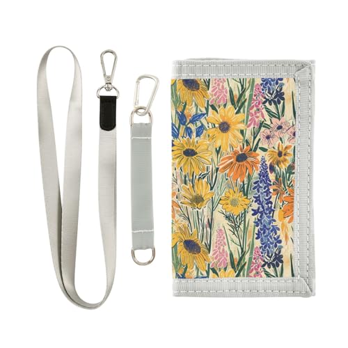 KLL Schöne Sommerblumen-Cartoon-Geldbörse, dreifach gefaltet, Kartenhalter für Reisen, lässig, Geldklammer für Herren, mit Umhängeband KLL Schöne Sommerblumen-Cartoon-Geldbörse, dreifach gefaltet, Kartenhalter für Reisen, lässig, Geldklammer für Herren, mit Umhängeband von KLL