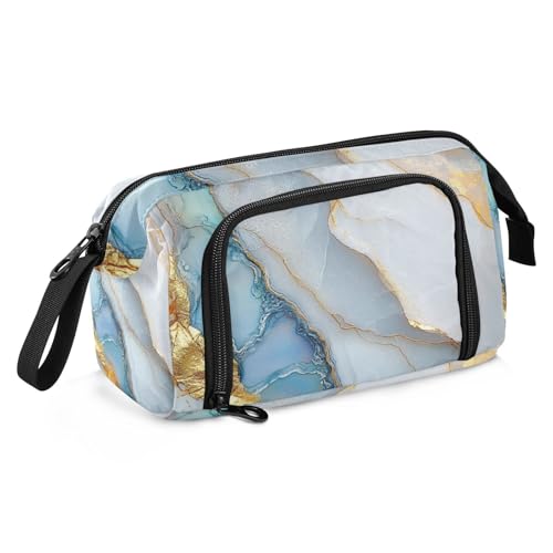 KLL Schulmäppchen Große Kapazität Bleistift Organizer Etui Leichte Federtasche für Erwachsene für Erwachsene Adrette Schule Marmor Weiß Bunt von KLL