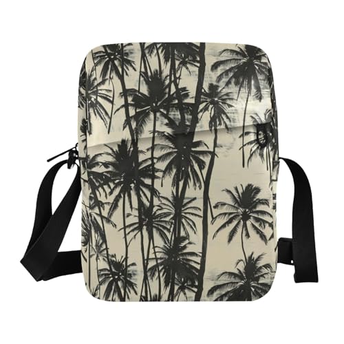 KLL Schwarze Umhängetasche aus Kokosnussbaum, veganes Leder, Umhängetasche, für Herren, lässige Damen-Schulterhandtaschen von KLL