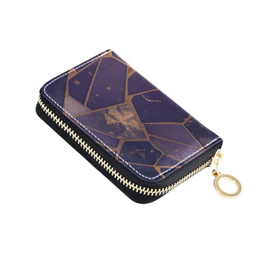 KLL Seamles Kartenetui aus Leder, mit 2 Geldfächern, RFID-blockierendem Kartenhalter mit Reißverschluss, goldfarben / Violett von KLL