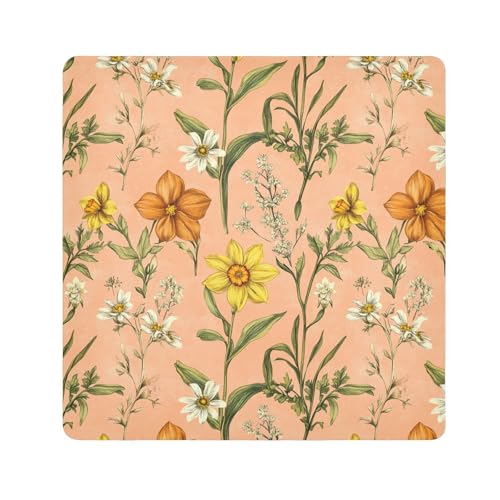 KLL Selbstklebende Kosmetiktasche, Motiv: Herbstblumen, Narzissen-Thymian, Pfirsich, Make-up-Tasche, Organizer, Wickeltasche, Kameralinse, Tuch, Wrapper für Damen, Herbstblumen Narzisse Thymian von KLL