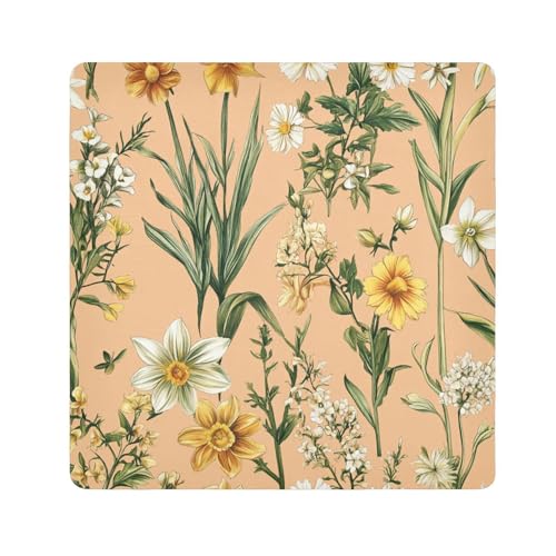 KLL Selbstklebende Make-up-Reisetasche, Motiv: Blumen, Narzissen, Osteospermum, Thymian, Pfirsich, Reisetasche, Organizer, Verpackung, Kameralinse, Tuch für Toilettenartikel, Blumen Narzisse von KLL