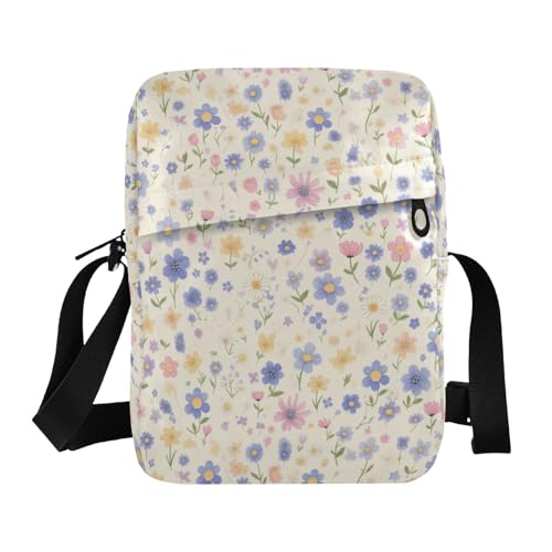 KLL Spring Fresh Flowers Crossbody Messenger Bag Veganes Leder Herren Schultertasche Casual Damen Schulterhandtaschen von KLL