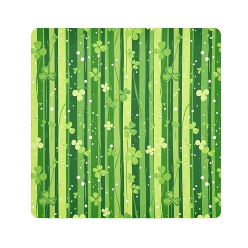 KLL St Green Stripes Kleeblätter Magischer Aufkleber Make-up Halter Tuch Reise Make-up Organizer Wrap Kamera Objektiv Tuch Wrapper für Toilettenartikel, St Green Stripes Kleeblätter, 17.7x17.7in von KLL