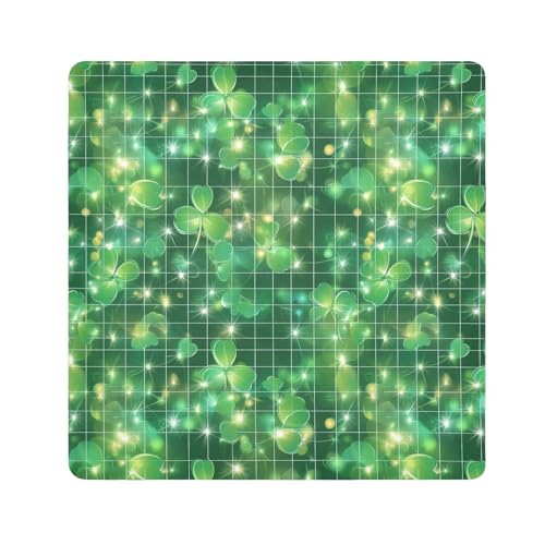 KLL St Sparkling Kleeblatt-Gitter, selbstklebende Kosmetiktasche, Stoff, Make-Up-Organizer, Wickeltasche, Kameralinse, Tuch für Damen, St Sparkling Shamrock Grid, 13.8x13.8in von KLL