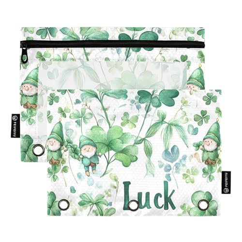 KLL St. Patrick's Day Welcome Binder Pocket Soft Pencil Case for Three Rings Binder Pockets with Waterproof, St. Patrick's Day Kleeblätter, 1 sizex2 von KLL