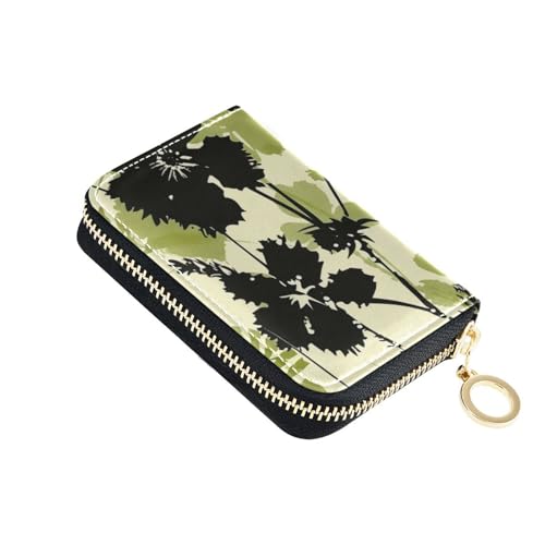 KLL St.Patrick Kreditkartenetui mit Blumenmuster, Leder, mit 2 Geldfächern, RFID-blockierend, für Damen, mit Reißverschluss, Grün von KLL