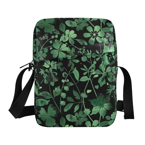 KLL St.patrick Herren Kuriertasche aus veganem Leder, mit Blumenmuster, Grün von KLL