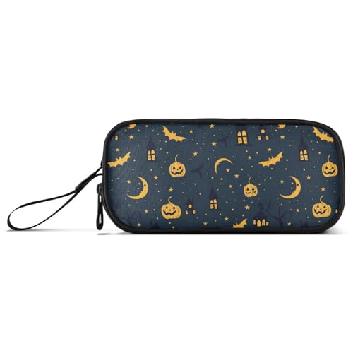 KLL Starry Mount Moon Halloween Nylon Großes Reißverschluss-Federmäppchen Große Kapazität Kunst Federmäppchen Schule Schreibwaren für Männer der Mittelschule von KLL
