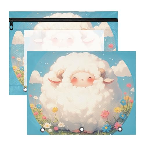 KLL Stiftebox mit 3 Löchern, Stifthalter für A4-Papier, Briefe, 2 Stück, Lehrer, Klassenzimmer, einfaches, süßes Babyschaf von KLL