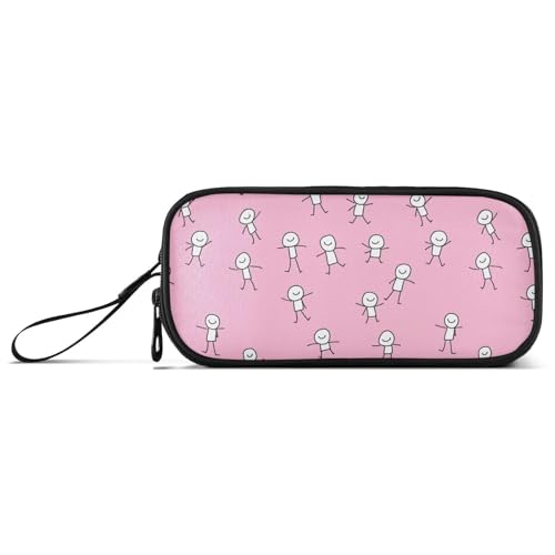 KLL Strichmännchen Rosa Nylon Großes Federmäppchen Federmäppchen Große Kapazität Federmäppchen für Mädchen Schreibwaren Tasche für Schule Teenager von KLL