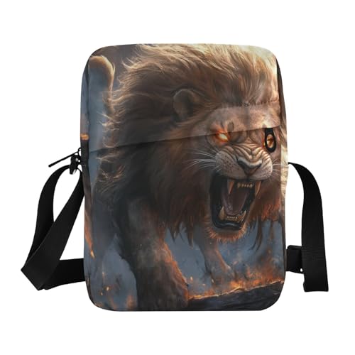 KLL Strong Lion Messenger Bag für Damen, veganes Leder, kleine Umhängetasche, Einkaufstasche für Reisen von KLL