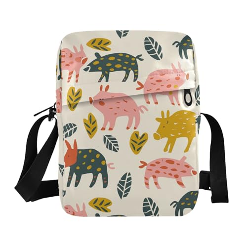 KLL Style Pig Design Messenger Bag Vegan Leather Crossbody Bag Men Casual Shoulder Handtaschen von KLL