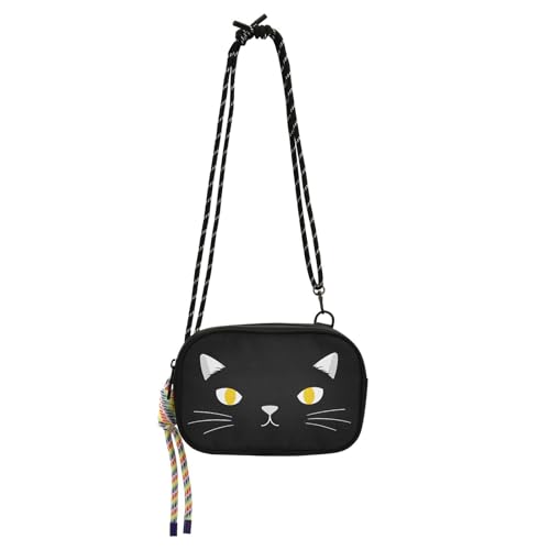 KLL Süße Cartoon-Katzenaugen-Geldbörse für Herren, mit Kreditkartenfächern, Handytasche, Schwarz von KLL