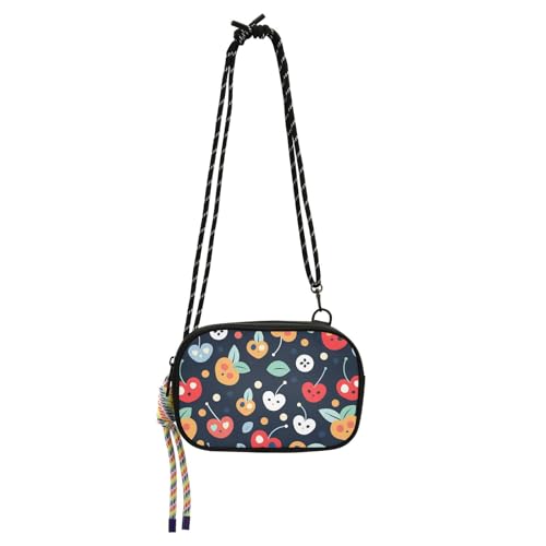 KLL Süße Herzform Kirschen Knöpfe Motive Niedliche Umhängetasche Herren Schönheit mit Kreditkartenfächern Messenger Bag Crossbody Have a meal von KLL