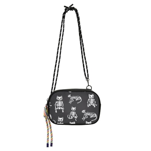 KLL Süße Katze Skelette Knochen Seite Geldbörse Crossbody für Frauen Praktisch mit Kreditkartenfächern Handtaschen Gehen Sie einkaufen von KLL