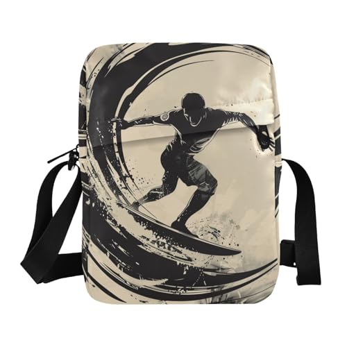 KLL Süße Kuriertasche mit Surf-Muster, veganes Leder, Umhängetasche für Herren, Einkaufstasche für Damen von KLL