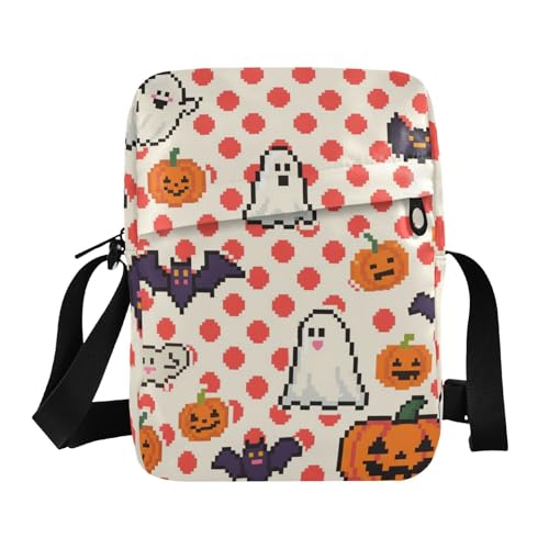 KLL Süße Messenger-Tasche für Damen, Motiv: Halloween, aus veganem Leder, gepunktet, für Herren, Umhängetasche, Einkaufstasche von KLL