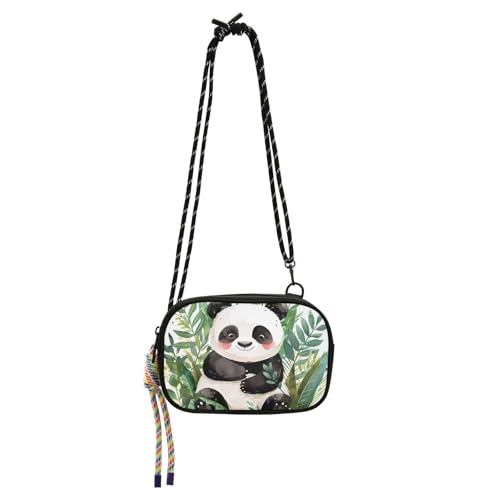 KLL Süße Panda-Umhängetasche für Herren, trendig, mit verstellbarem Riemen, Schulterhandtaschen, Schwarz von KLL