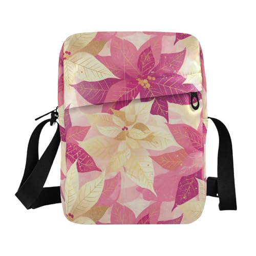 KLL Süße Pfirsichblumen-Umhängetasche, veganes Leder, lässige Schultertasche von KLL