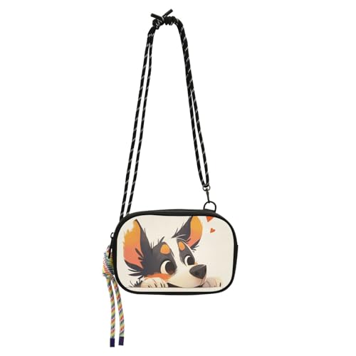 KLL Süße Umhängetasche für Damen, Cartoon-Welpen, wasserdicht, mit verstellbarem Riemen, Seitentaschen, zum Einkaufen von KLL