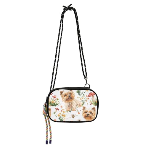 KLL Süße Yorkshire Terrier Hunde, realistischer Stil, niedliche Umhängetasche, wasserdicht, mit verstellbarem Riemen, über der Schultertasche, Geldbörse, Spaziergang mit dem Hund von KLL