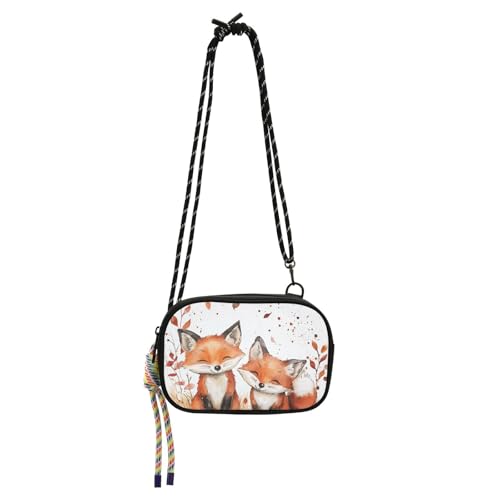 KLL Süße schlichte Herbst-orangefarbene Füchse Seitentasche für Herren, trendig, mit verstellbarem Riemen, Umhängetasche, Datum von KLL